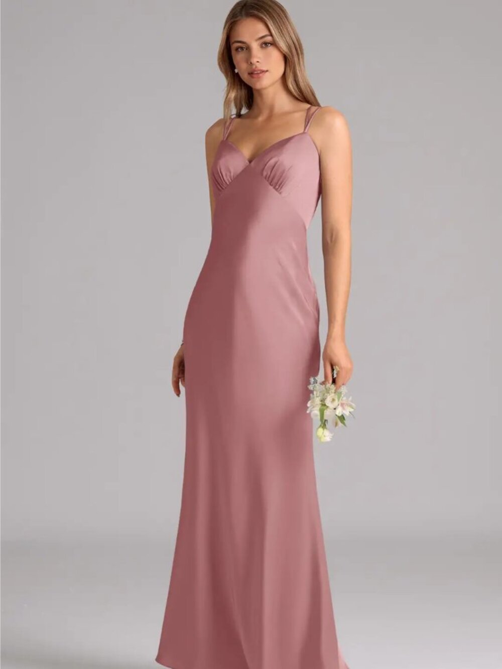 Azazie Bridesmaid dress dusty rose includes chiffon wrap